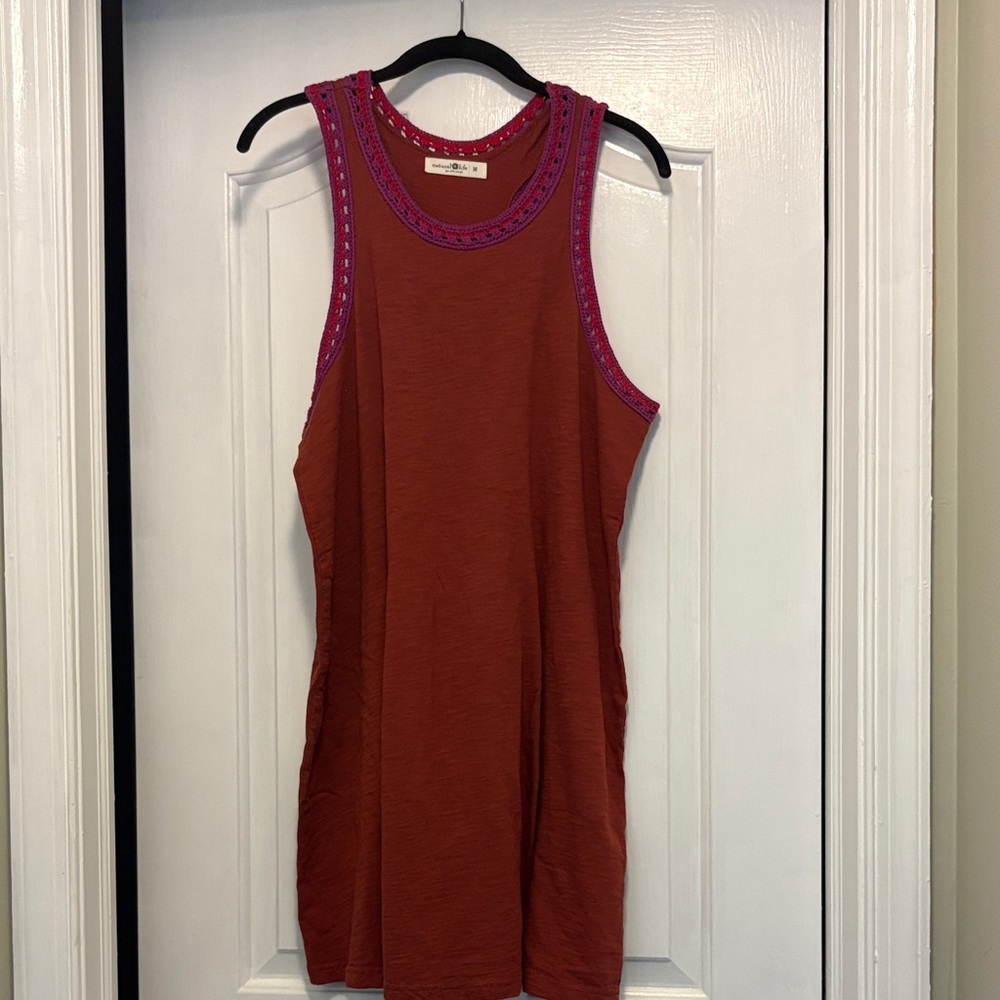 NATURAL LIFE Red Dress with Purple Accents